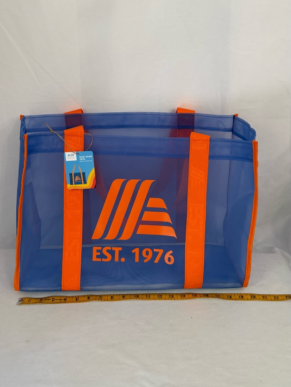 Aldi Gear Tote Bag 50th Anniversary Large Mesh Utility Bag Blue 1976 - Picture 10 of 11